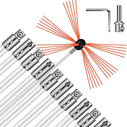 Chimney Cleaning Kit with 10 Rods, Rotary Chimney Cleaning Brush for Drill