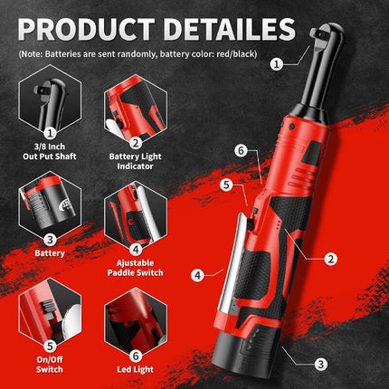 Electric Ratchet Wrench with 2 Batteries, Cordless Ratchet Wrench Set with Sockets and LED Light – image 4