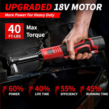Electric Ratchet Wrench with 2 Batteries, Cordless Ratchet Wrench Set with Sockets and LED Light