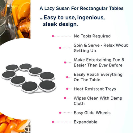 Lazy Susan for Dining Table 360 Degree Expandable, Rotating Tray for Family Meals - image 4