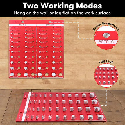 Nut and Bolt Thread Checker, Thread Pitch Gauge with 28 and 44 Holes – image 4