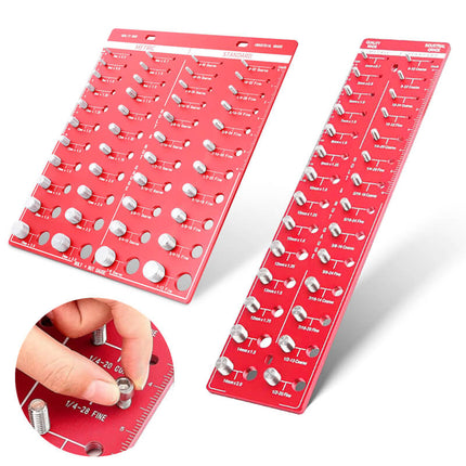 Nut and Bolt Thread Checker, Thread Pitch Gauge with 28 and 44 Holes, Precision Measuring Tool for Mechanic Tools