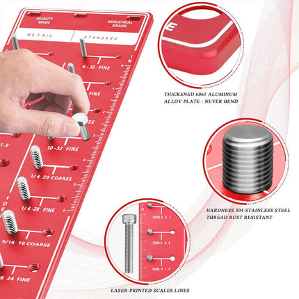 Nut and Bolt Thread Checker, Thread Pitch Gauge with 28 and 44 Holes – image 6