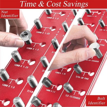 Nut and Bolt Thread Checker, Thread Pitch Gauge with 28 and 44 Holes – image 8