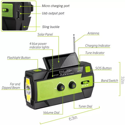 Weather Radio Emergency Solar Hand Crank, Portable AM FM Radio with Power Bank and LED Flashlight – image 10