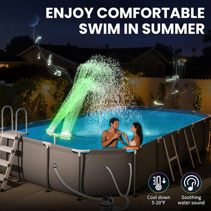 Solar Pool Fountain with LED Lights, Floating Pool Water Feature for Above Ground Pool