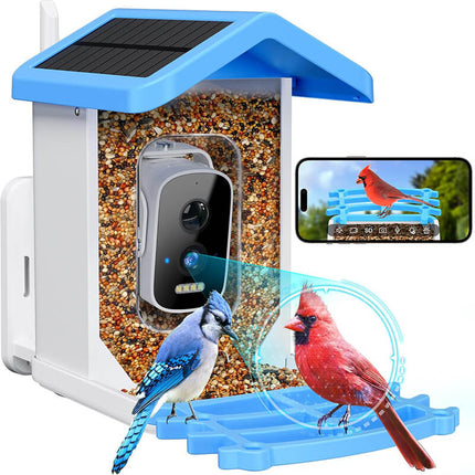 Bird Feeder Camera Solar Powered, Smart Bird Feeder with 5MP AI Camera, Solar Bird Feeder Weatherproof for Outside