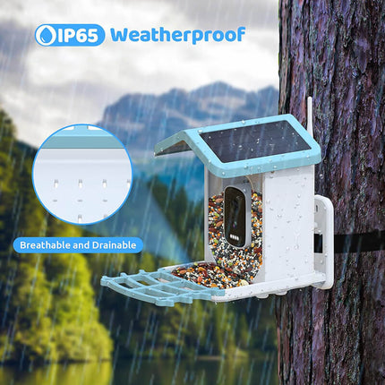 Bird Feeder Camera Solar Powered, Solar Bird Feeder Weatherproof for Outside