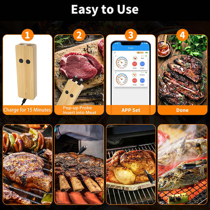 Wireless Meat Thermometer with 2 Probes, Bluetooth Cooking Thermometer with App