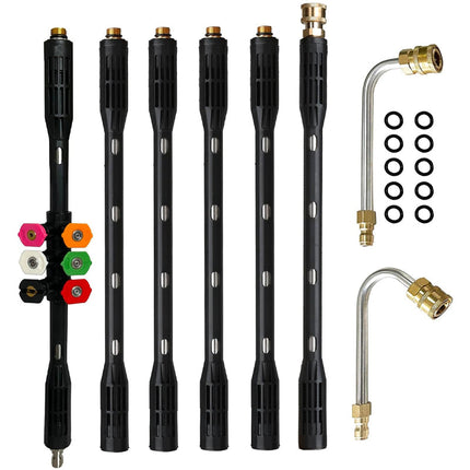 Pressure Washer Extension Wand 4000 PSI, Telescoping Power Washer Wand with 6 Nozzle Tips, Gutter Cleaning Tool for Roof