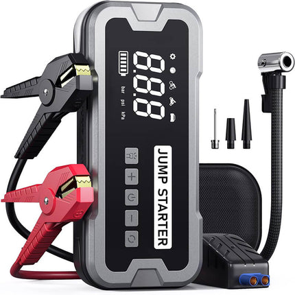 Portable Jump Starter with Power Bank, Battery Jump Starter Jumper Box, Portable Air Compressor and Tire Inflator