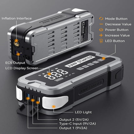 Portable Jump Starter with Power Bank, Portable Air Compressor and Tire Inflator – image 7