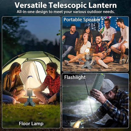 Camping Light with Speaker and Power Bank, Telescopic LED Camping Lantern