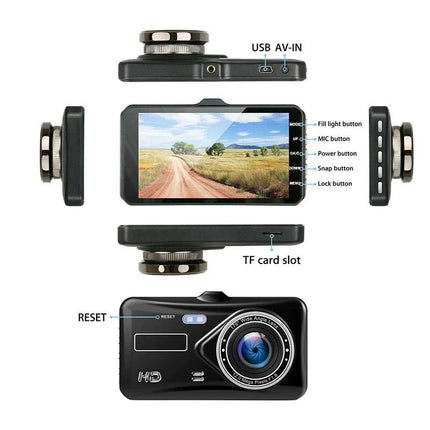 Front and Rear Dash Cam, Dual Lens Car Camera with G Sensor and Hardwire Kit