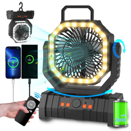 Portable Fan for Camping with LED Lantern and Remote, Outdoor Fan for Tent – image 9