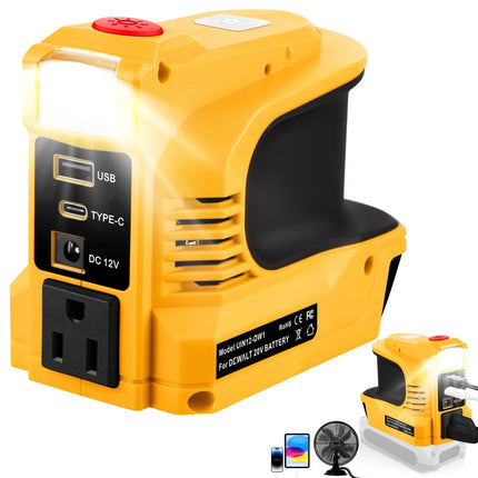 Portable Power Inverter for Power Tool Battery, DC to AC Inverter with AC Outlet and USB Ports, Portable Power Source