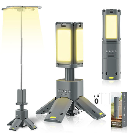 Rechargeable Camping Lantern, Telescopic Camping Light with Power Bank, Camping Gear for Night Fishing and Emergency