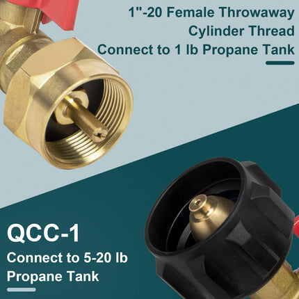 Propane Refill Adapter with Ball Valve and 90 Degree Elbow, Propane Tank Refill Adapter