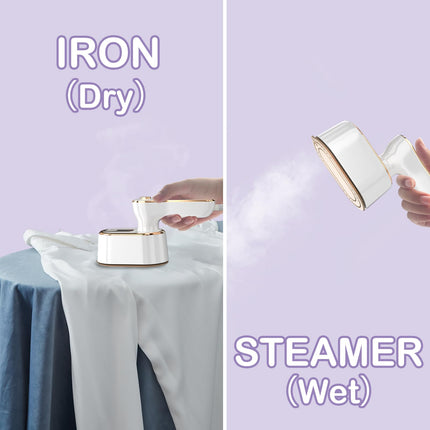 Clothes Iron with Steam, Portable Clothes Steamer 2 in 1 for Travel