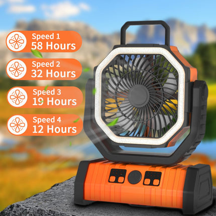 Portable Fan for Camping with LED Lantern and Remote, Outdoor Fan for Tent