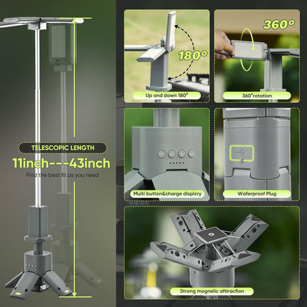 Rechargeable Camping Lantern, Telescopic Camping Light with Power Bank