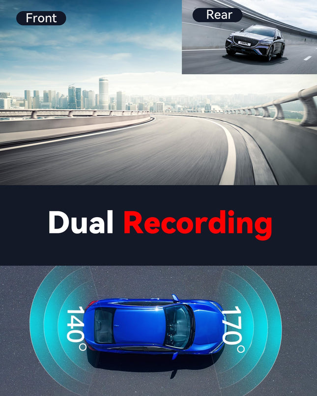 4K Dash Cam Front and Rear, Car Dash Camera with WiFi and Night Vision