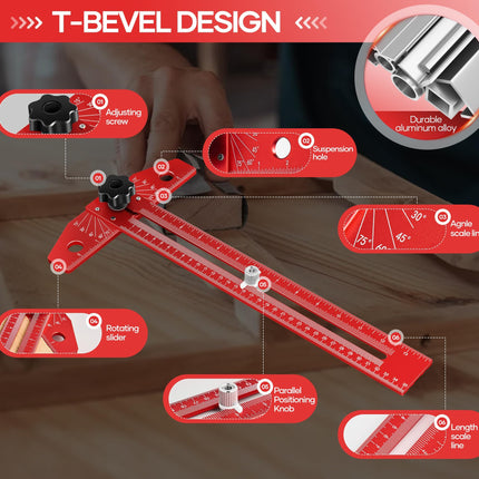 T Square Ruler, Angle Protractor Ruler