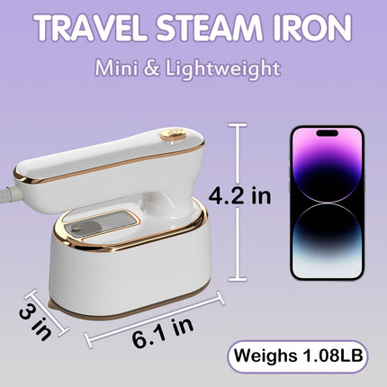 Clothes Iron with Steam, Mini Steam Iron 1000W with Foldable Handle – image 4