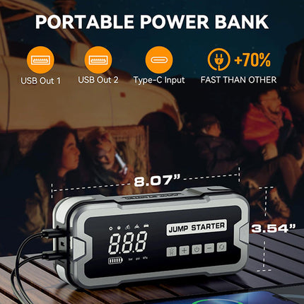 Portable Jump Starter, Portable Tire Inflator with Power Bank and LED Light – image 6