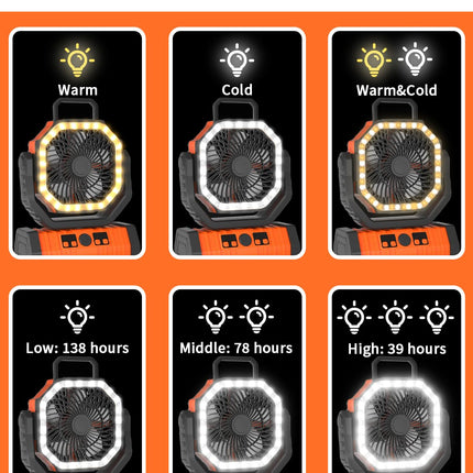 Portable Fan for Camping with LED Lantern and Remote, Rechargeable Oscillating Fan – image 4