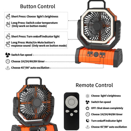 Portable Fan for Camping with LED Lantern and Remote, Outdoor Fan for Tent – image 5