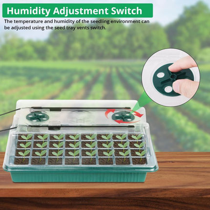 Seed Starter Tray with Grow Light, 40 Cell Seedling Starter Trays with Humidity Dome