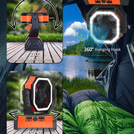 Portable Fan for Camping with LED Lantern and Remote, Rechargeable Oscillating Fan – image 6
