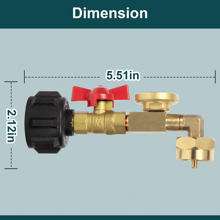 Propane Refill Adapter with Ball Valve and 90 Degree Elbow, Propane Tank Refill Adapter for 1 lb Propane Cylinder – image 6