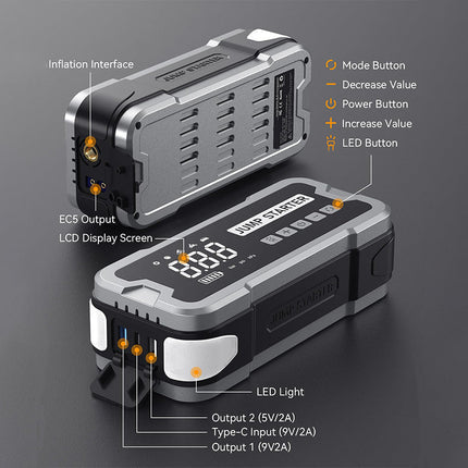 Portable Jump Starter, Jump Box with Portable Air Compressor – image 10
