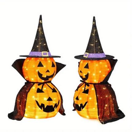 Halloween Pumpkin Decor 3 ft Set of 2, Lighted Pumpkin Halloween Decorations Outdoor and Indoor – image 6