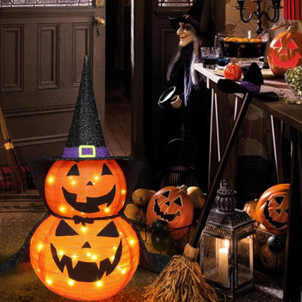 Halloween Pumpkin Decor 3 ft Set of 2, Giant Pumpkin with Hat
