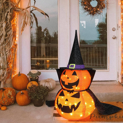 Halloween Pumpkin Decor 3 ft Set of 2, Lighted Pumpkin Halloween Decorations Outdoor and Indoor – image 4