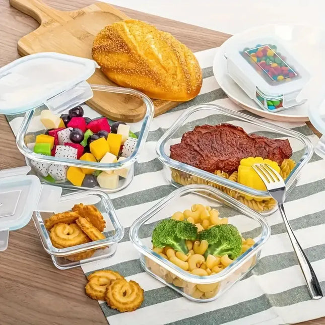 Glass Food Storage Containers with Lids, Glass Meal Prep Containers Set of 4, Microwave Safe Glass Containers with Lids_01