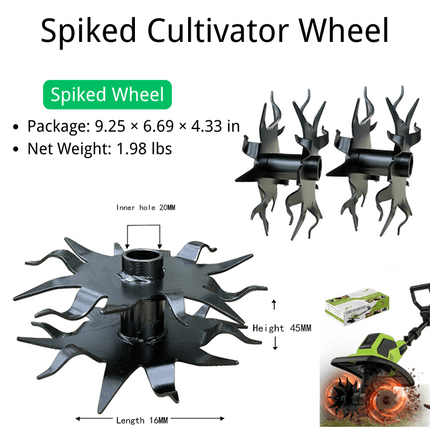 Spiked Blade Wheel for 350 RPM Cordless Tiller Cultivator