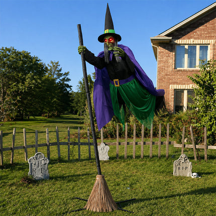 Halloween Decor Flying Witch on Broom, Halloween Outdoor Decor 11.8 ft with Sound – image 7
