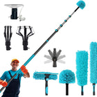 Extendable Duster for High Ceiling, 12 ft Cobweb Duster with Light Bulb Changer, Ceiling Fan Duster and Window Cleaner