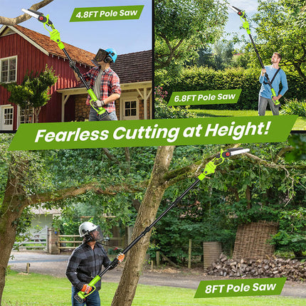 Cordless Pole Saw 2 in 1 with Adjustable Pole, Pole Chainsaw for Trees - image 6