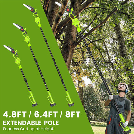 Cordless Pole Saw 2 in 1 with Adjustable Pole, Electric Chainsaw 8 Inch Brushless with Battery - image 5