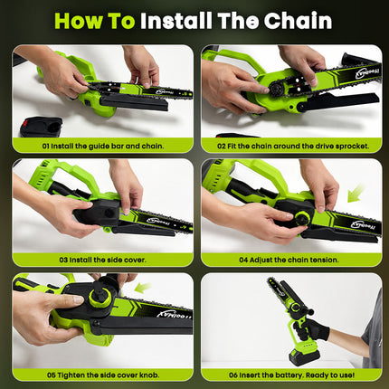 Mini Chainsaw Cordless 6 Inch and 8 Inch Brushless, Small Chainsaw with 2 Batteries and Auto Oiler - image 9