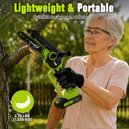 Mini Chainsaw Cordless 6 Inch and 8 Inch Brushless, Small Chainsaw with 2 Batteries and Auto Oiler - image 7