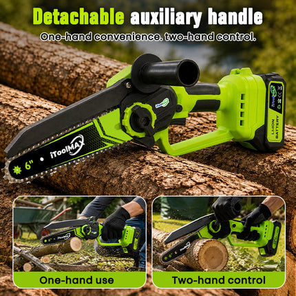 Mini Chainsaw Cordless 6 Inch and 8 Inch Brushless, Small Chainsaw with 2 Batteries and Auto Oiler - image 5