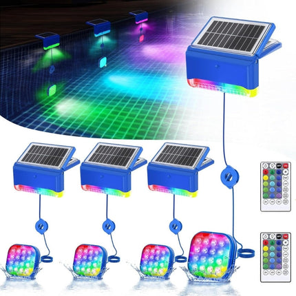Solar Pool Lights 2 in 1 Underwater and Poolside with 16 Colors and Remote, IP68 Waterproof LED Pool Lights