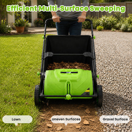 Push Lawn Sweeper 22 Inch with Large Hopper, Leaf Collector for Lawns – image 7
