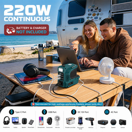 Power Inverter 220W Portable, DC to AC Inverter with USB and AC Outlet